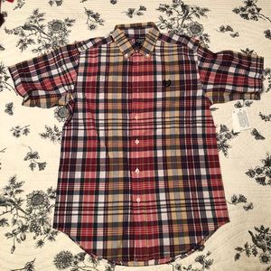 Chaps boys button down plaid shirt brand new w/tag